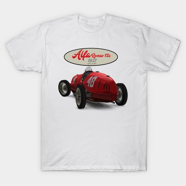 ALFA ROMEO 12C 1937 Back T-Shirt by PjesusArt